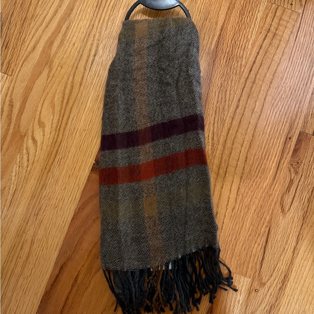 Plaid Scarf with Fringe